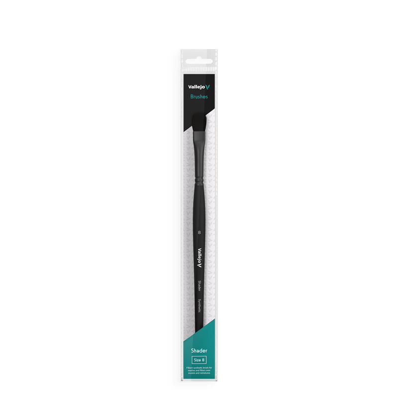 Vallejo Hobby Brushes: Shader Filbert Flat Synthetic Brush No. 8 - Hobbytech Toys