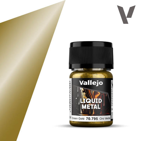 Vallejo Liquid Gold: Green Gold - 35 ml Alcohol - based Metallic Paint - Hobbytech Toys