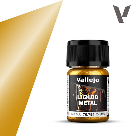 Vallejo Liquid Gold: Red Gold - 35 ml Alcohol - based Metallic Paint - Hobbytech Toys