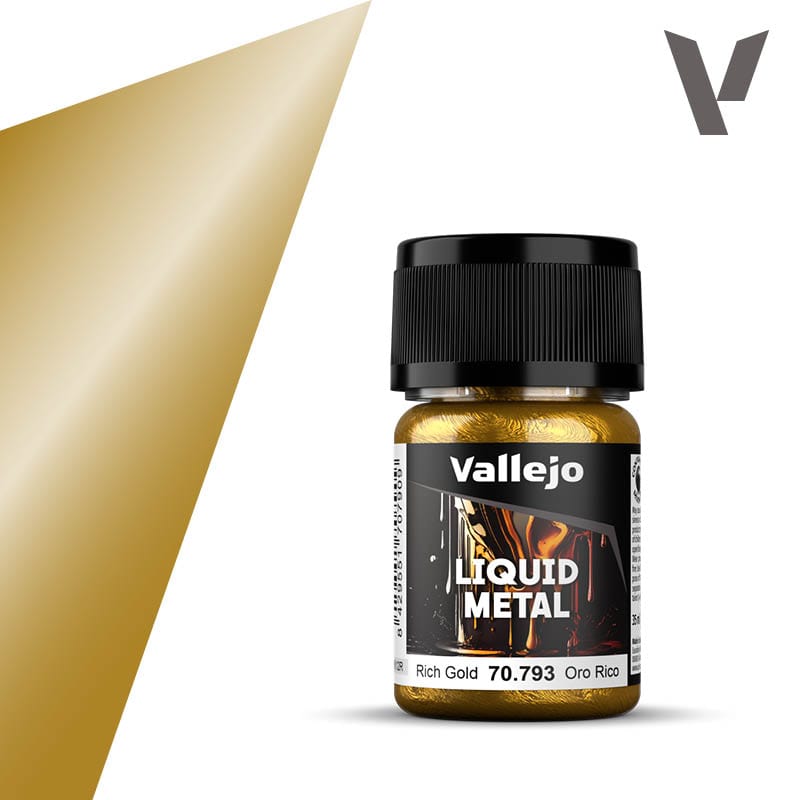 Vallejo Liquid Gold: Rich Gold - 35 ml Alcohol - based Metallic Paint - Hobbytech Toys