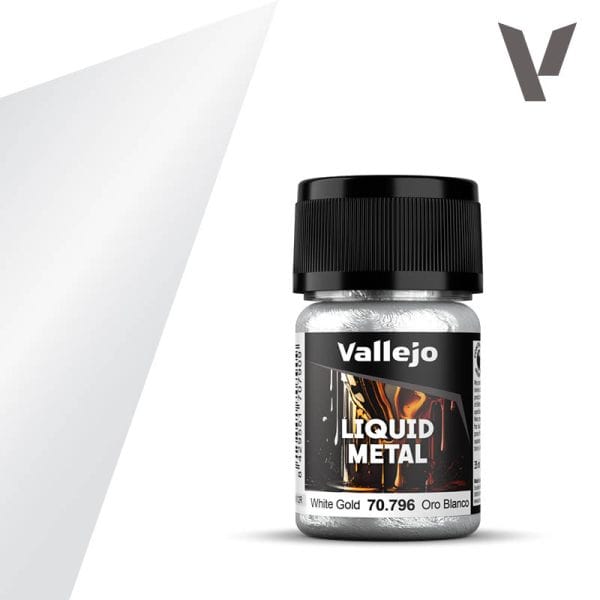 Vallejo Liquid Gold: White Gold - 35 ml Alcohol - based Metallic Paint - Hobbytech Toys