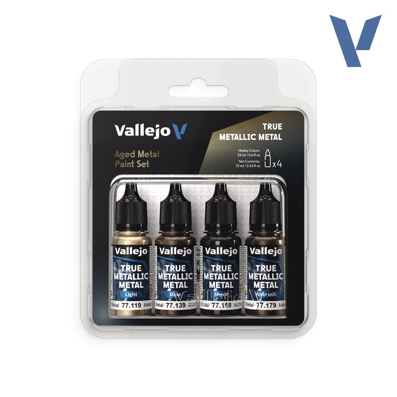 Vallejo True Metallic Metal Aged Metal - 4 Colour Paint Set
