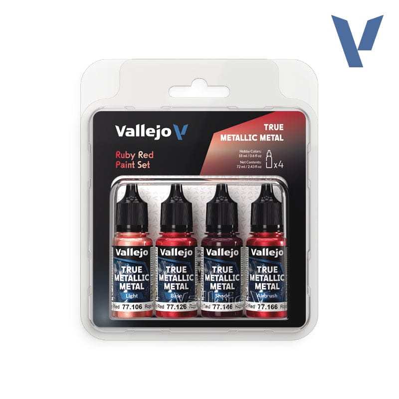 Vallejo True Metallic Metal Ruby Red - 4 Colour Paint Set