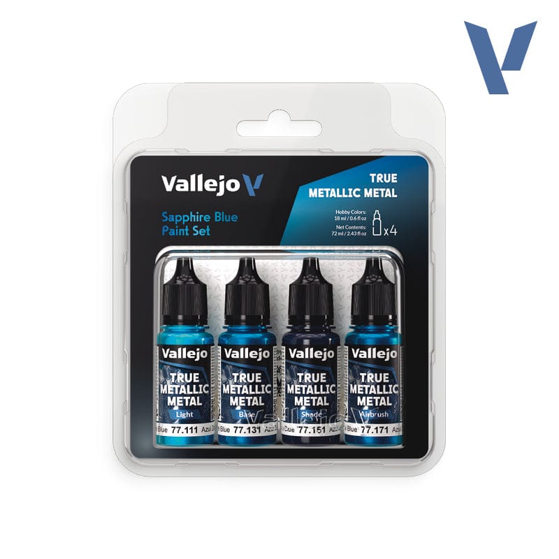 Vallejo True Metallic Metal Sapphire Blue - 4 Colour Paint Set