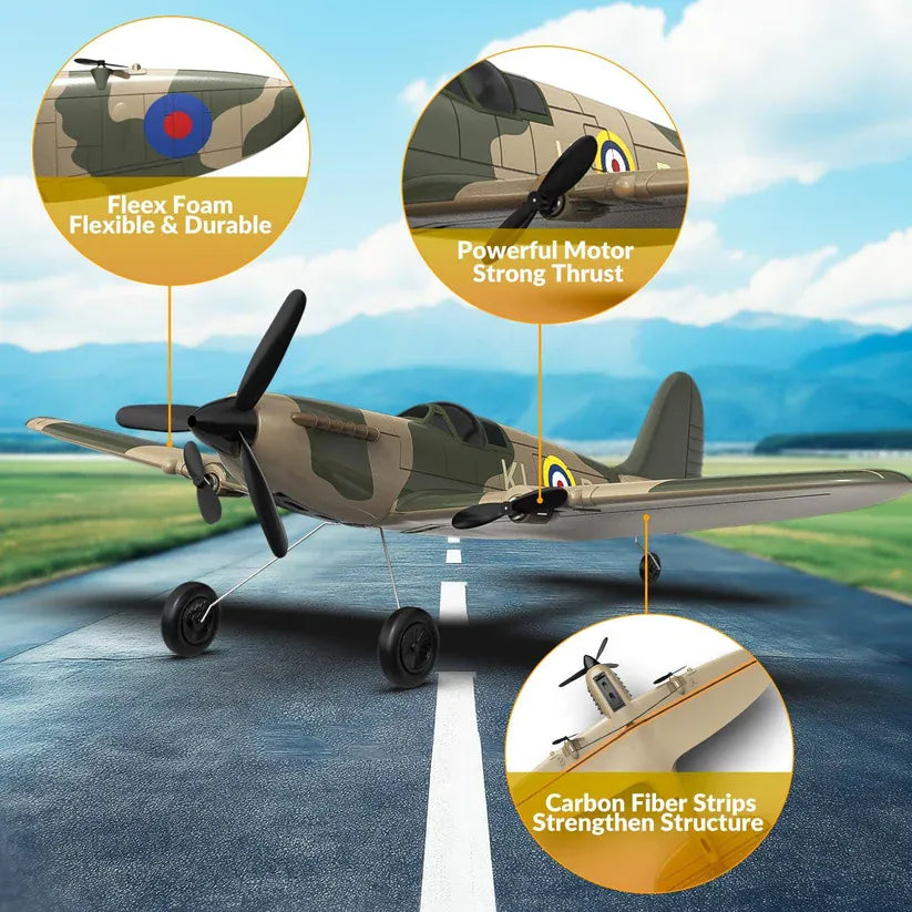 Volantex 400mm Mini Spitfire RC Plane with Gyro 3ch RTF [76205]