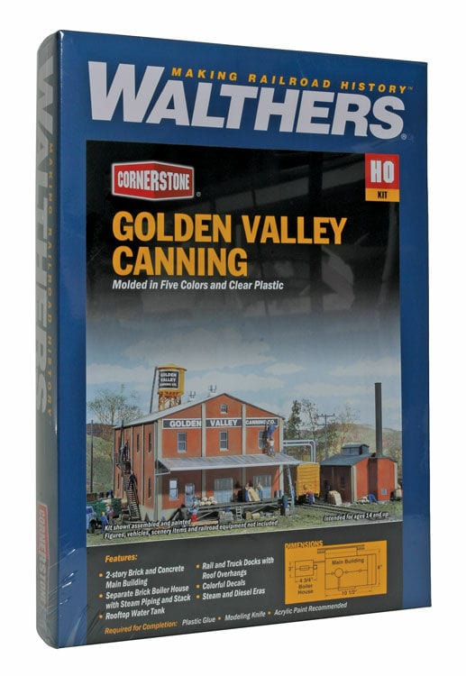 Walthers Cornerstone HO Golden Valley Canning Company - Kit - Main Building 10-1/2 x 8in; Boiler House 4-3/4 x 3in Walthers Cornerstone TRAINS - HO/OO SCALE