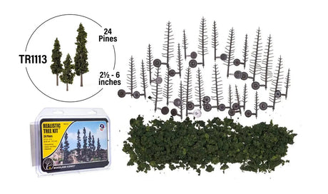 Woodland Scenics TR1113 Realistic Pine Trees 2.5-6in (24pcs) Woodland Scenics TRAINS - SCENERY