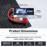 ZEEE Power 2200mah 2S 7.4v 50C Softcase Lipo Battery - Deans