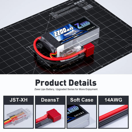 ZEEE Power 2200mah 2S 7.4v 50C Softcase Lipo Battery - Deans