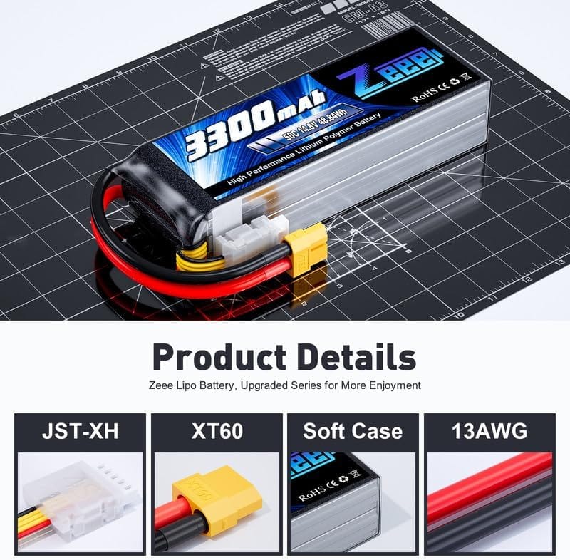 ZEEE Power 3300mah 4S 14.8v 50C Softcase Lipo Battery - XT60