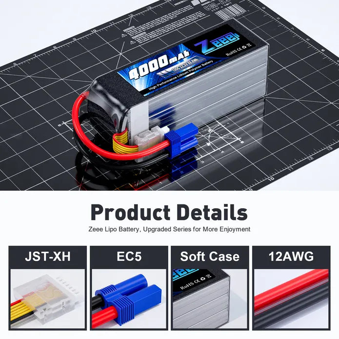 ZEEE Power 4000mah 6S 22.2v 100C Softcase Lipo Battery - EC5