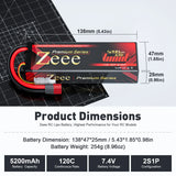 ZEEE Power 5200mah 2S 7.4v 120C Hardcase Lipo Battery - Deans