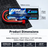 ZEEE Power 5200mah 2S 7.4v 50C Hardcase Lipo Battery - Deans