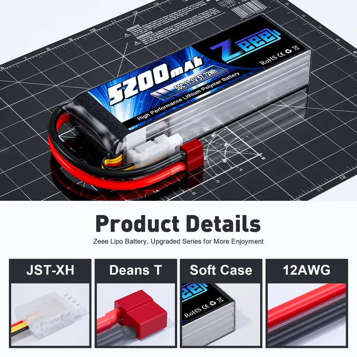 ZEEE Power 5200mah 3S 11.1v 50C Softcase Lipo Battery - Deans
