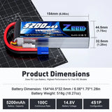 ZEEE Power 5200mah 4S 14.8v 100C Softcase Lipo Battery - EC5