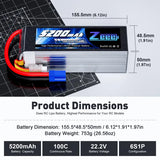 ZEEE Power 5200mah 6S 22.2v 100C Softcase Lipo Battery - EC5