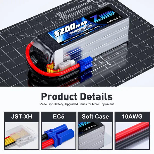 ZEEE Power 5200mah 6S 22.2v 100C Softcase Lipo Battery - EC5