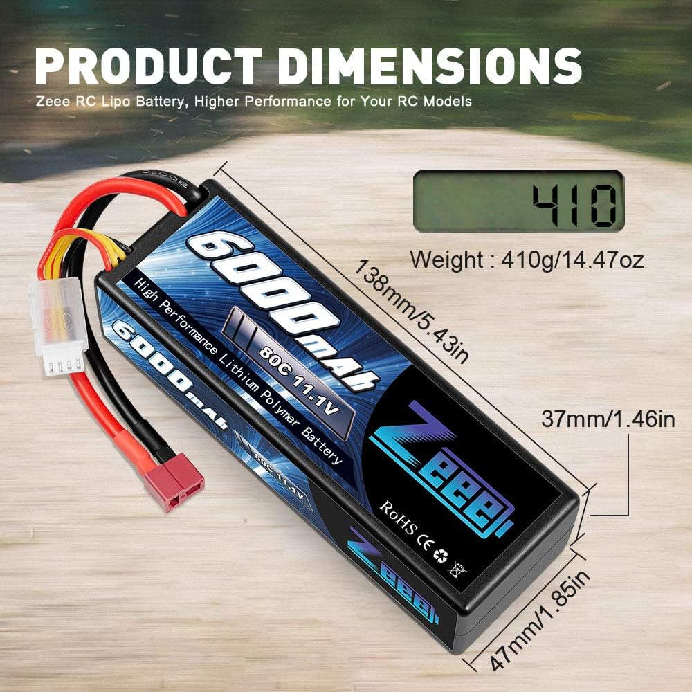 ZEEE Power 6000mah 3S 11.1v 80C Hardcase Lipo Battery - Deans