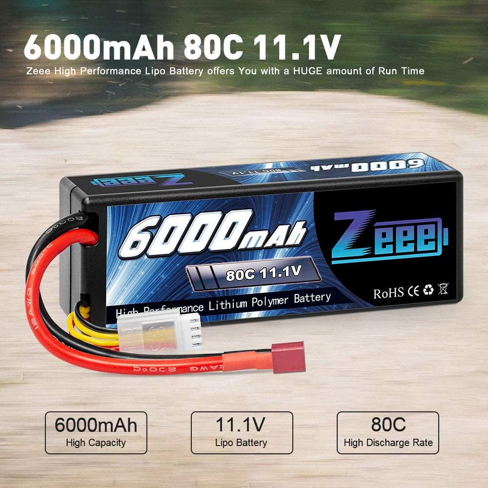 ZEEE Power 6000mah 3S 11.1v 80C Hardcase Lipo Battery - Deans