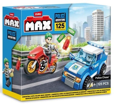 ZURU MAX Build City Police Playset - 125 Bricks - Hobbytech Toys
