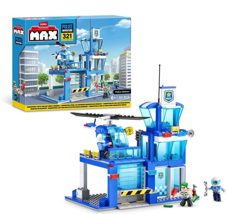 ZURU MAX Build City Police Station Playset - 321 Bricks - Hobbytech Toys