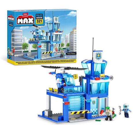 ZURU MAX Build City Police Station Playset - 321 Bricks - Hobbytech Toys
