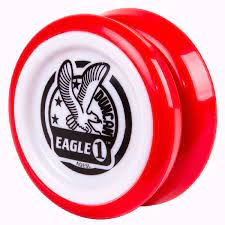 Vibrant red Duncan Eagle yo-yo with classic logo, ready for beginner tricks and fun.