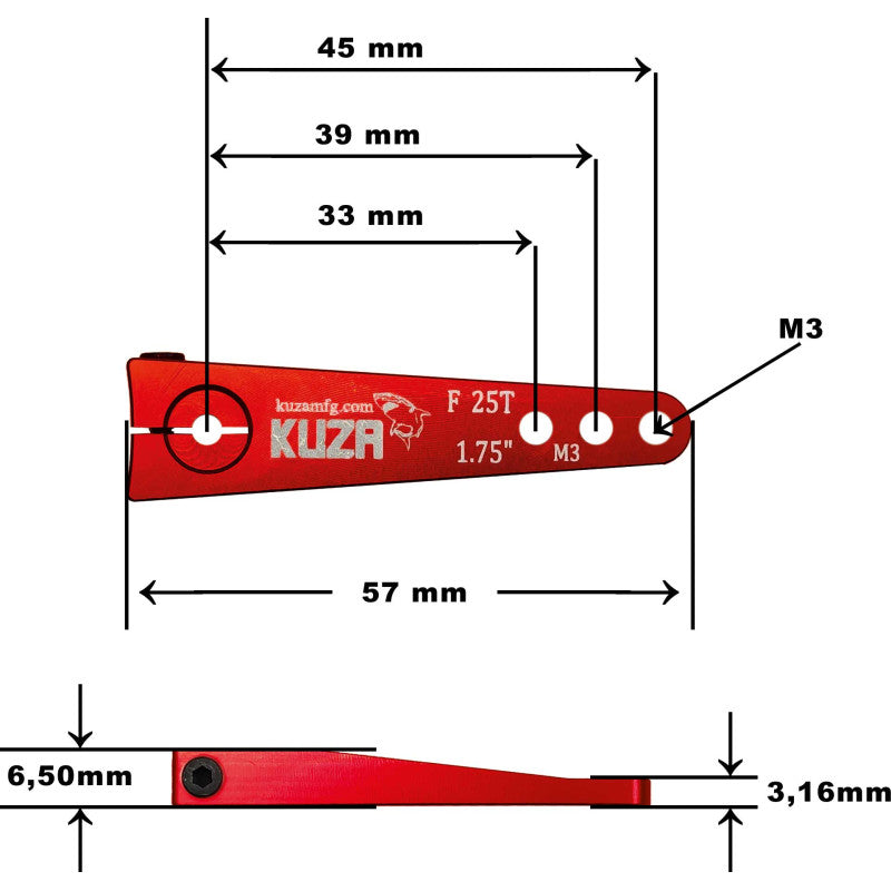 Kuza Heavy Duty Alloy Servo Arm - V2 - Futaba (45mm/1.75n) For 50-120CC - Hobbytech Toys