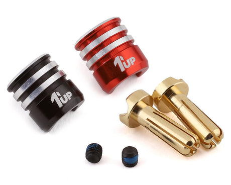 1UP Racing Heatsink Bullet Plug Grips w/4mm Bullets (Black/Red) 1UP Racing ELECTRIC ACCESSORIES