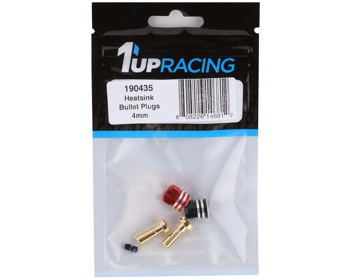 1UP Racing Heatsink Bullet Plug Grips w/4mm Bullets (Black/Red) 1UP Racing ELECTRIC ACCESSORIES