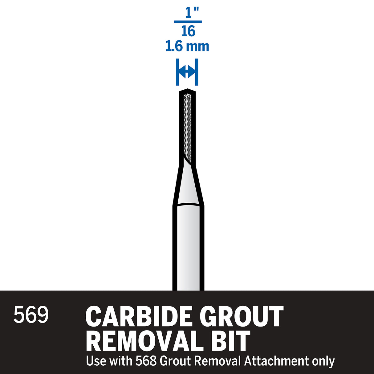 Dremel Carbide Grout Removal Bit 1.6mm (569) - Hobbytech Toys