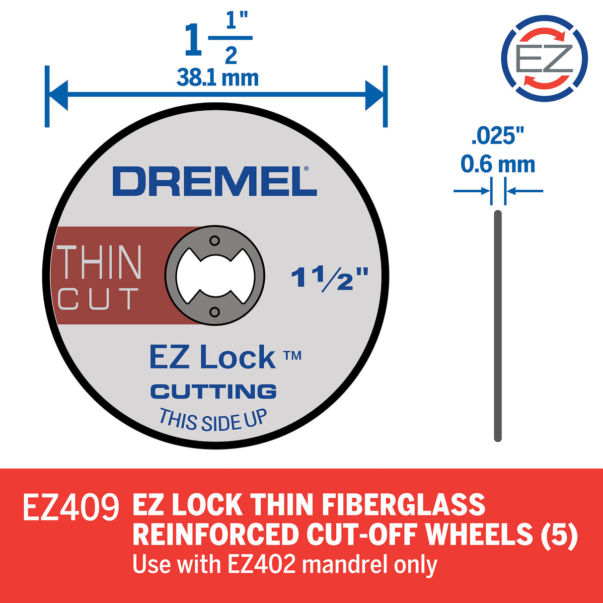 Dremel EZ Lock Thin Cut Off Wheels 38mm (EZ409) - 5 Pack - Hobbytech Toys