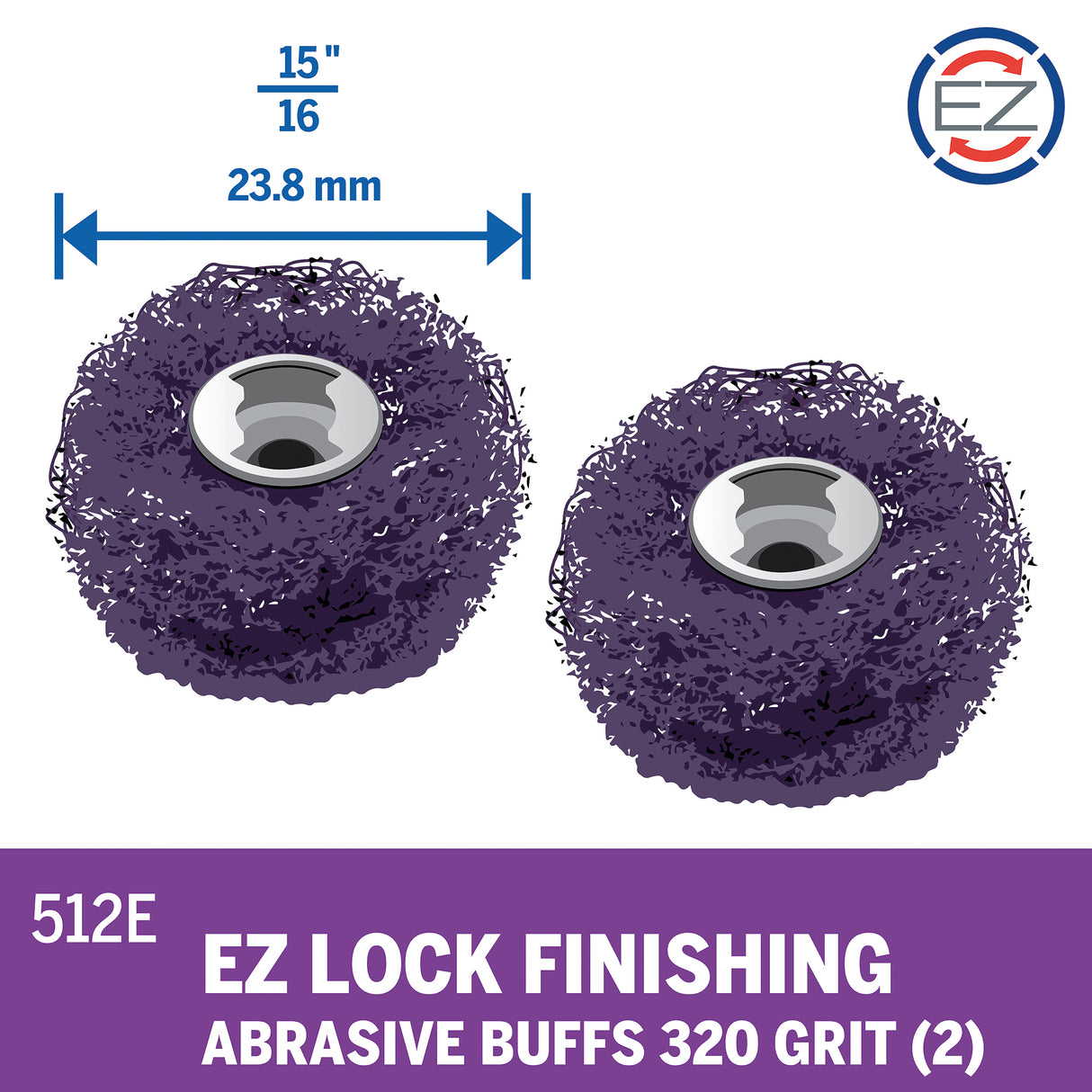 Dremel EZ Lock Finishing Abrasive Buffs 320 Grit (EZ512) - 2 Pack - Hobbytech Toys