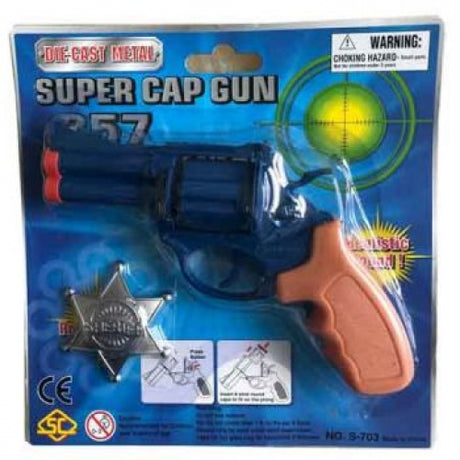 Cap Gun 8 Shot Diecast .357 Magnum with Sherrif Badge - Hobbytech Toys