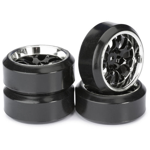Absima 1/10 Drift Wheel Set LP Comb/Profile B Black Rim/Chrome Ring 4Pcs Absima RC CARS - PARTS