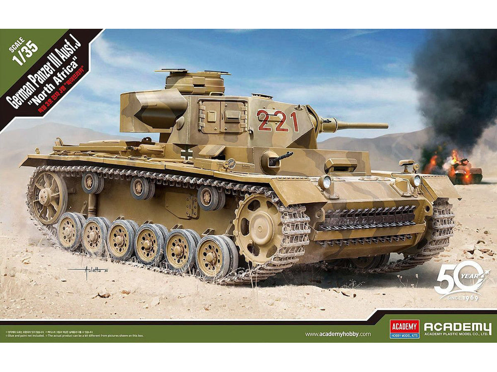 Academy 13531 1/35 German Panzer III Ausf.J North Africa Plastic Model Kit Academy PLASTIC MODELS