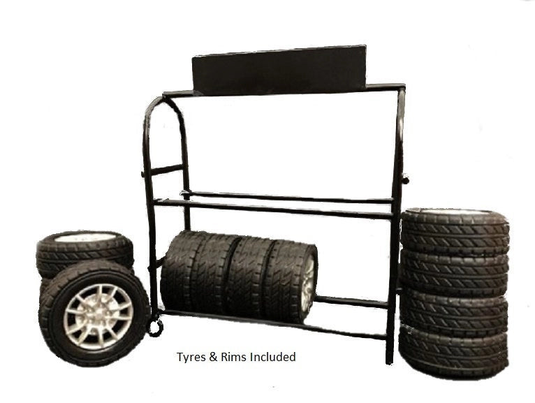 American Diorama 1/24 Metal Tyre Rack Accessory - Hobbytech Toys