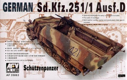AFV Club AF35063 1/35 German Sd.Kfz. 25 Ausf.D Half-Track Plastic Model Kit AFV Club PLASTIC MODELS