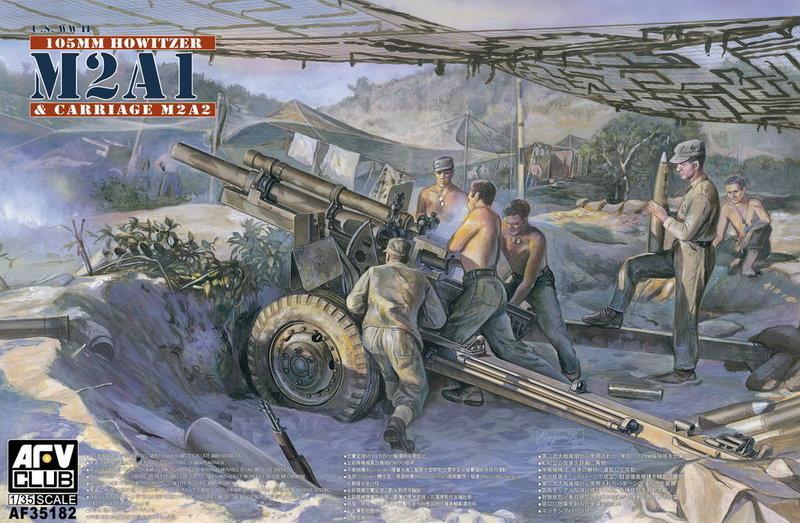 AFV Club AF35182 1/35 U.S. WWII Late Version 105mm Howitzer M2A1 & Carriage M2A2 Plastic Model Kit AFV Club PLASTIC MODELS
