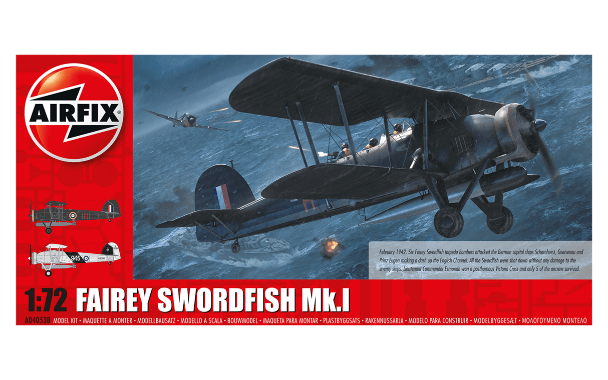 Airfix A04053B 1/72 Fairey Swordfish Mk.I Plastic Model Kit - Hobbytech Toys