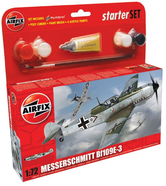 Airfix 1/72 Messerschmitt Bf109E-3 Starter Set Airfix PLASTIC MODELS