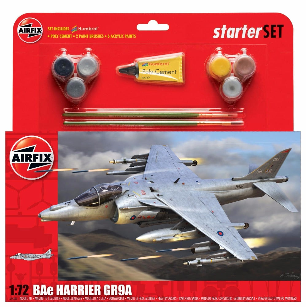 Airfix 1/72 Bae Harrier Gr9A Starter Set Airfix PLASTIC MODELS
