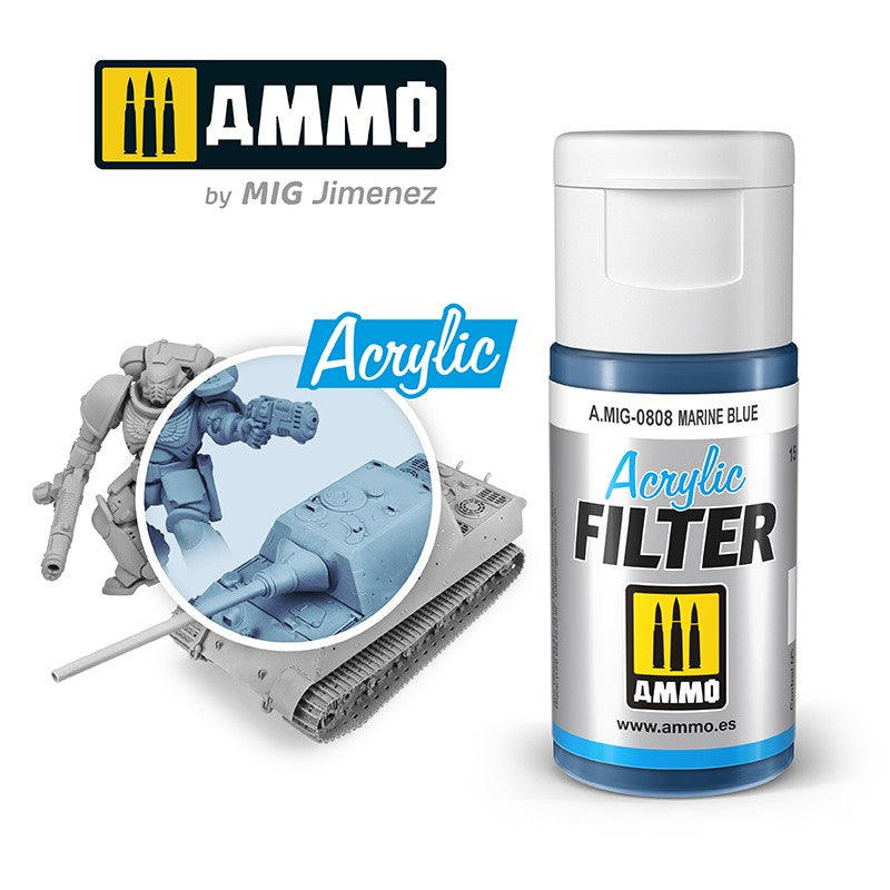 Mig Ammo 808 Acrylic Filter Marine Blue - Hobbytech Toys