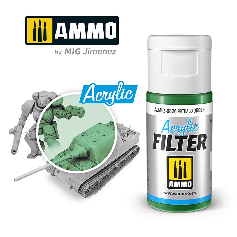 Mig Ammo 826 Acrylic Filter Phthalo Green - Hobbytech Toys
