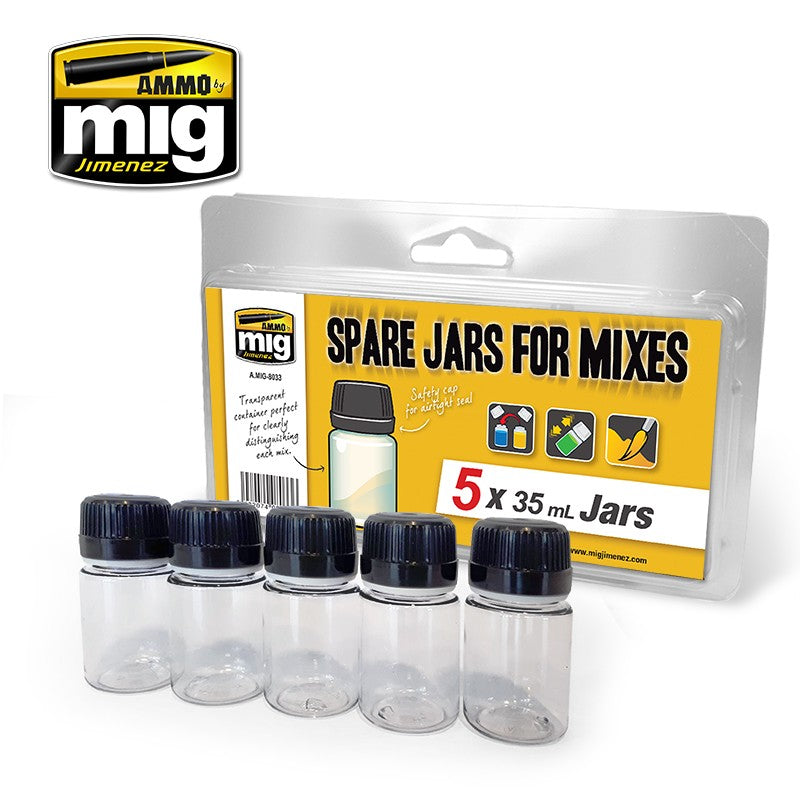 Mig Spare Jars For Mixes (5 x 35 ml jars) MIG PAINT, BRUSHES & SUPPLIES
