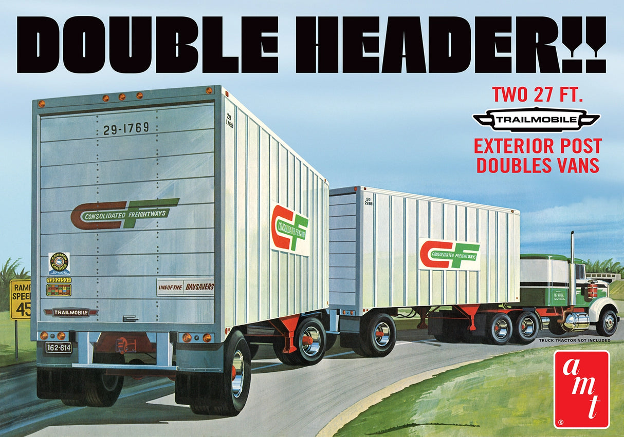 AMT 1/25 Double Header Tandem Truck Trailers Plastic Model Kit - Hobbytech Toys
