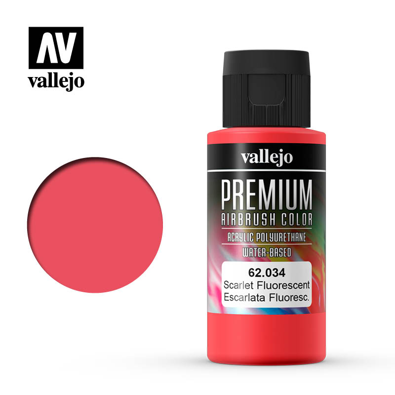 Vallejo Premium Colour Fluorescent Scarlet 60 ml Vallejo PAINT, BRUSHES & SUPPLIES