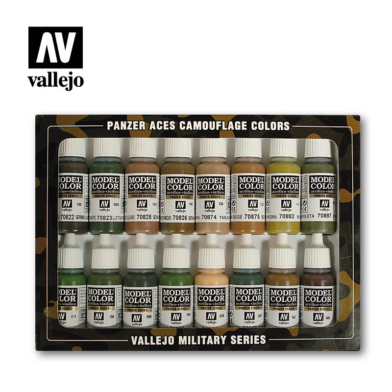 Vallejo 70179 Panzer Aces Camouflage Paint Set 16 Vallejo PAINT, BRUSHES & SUPPLIES