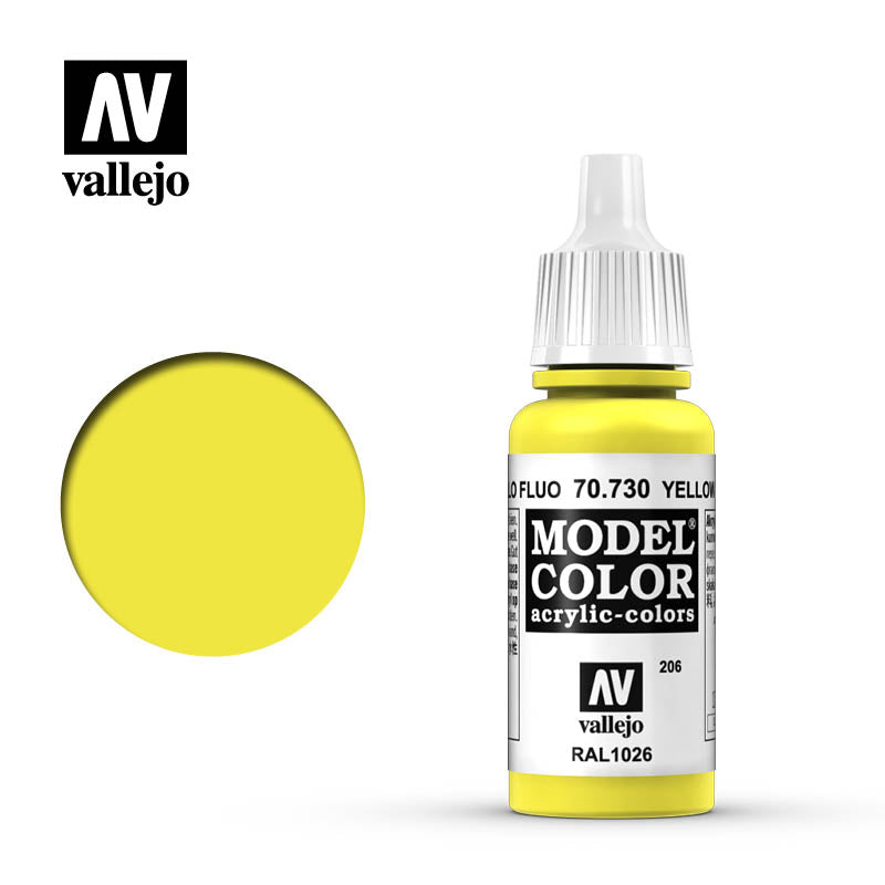 Vallejo Modelcolor 206 Yellow Fluorescent 17ml Vallejo PAINT, BRUSHES & SUPPLIES