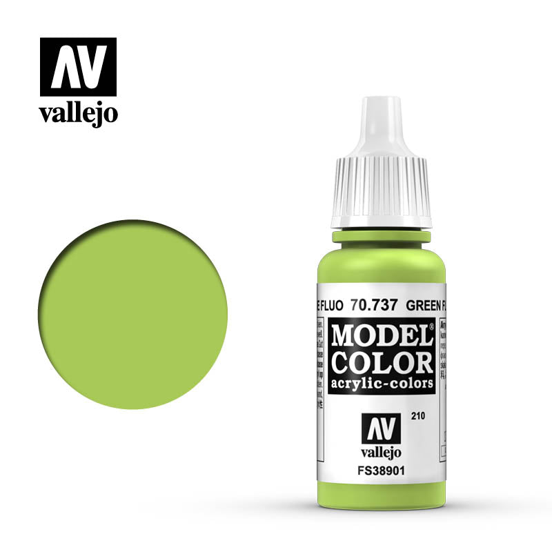 Vallejo Modelcolor 210 Green Fluorescent 737-17ml Vallejo PAINT, BRUSHES & SUPPLIES